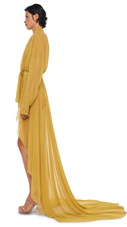 HI LOW OS BF NK SHIRT GOWN W/ BOW Asparagus | Norma Kamali Women