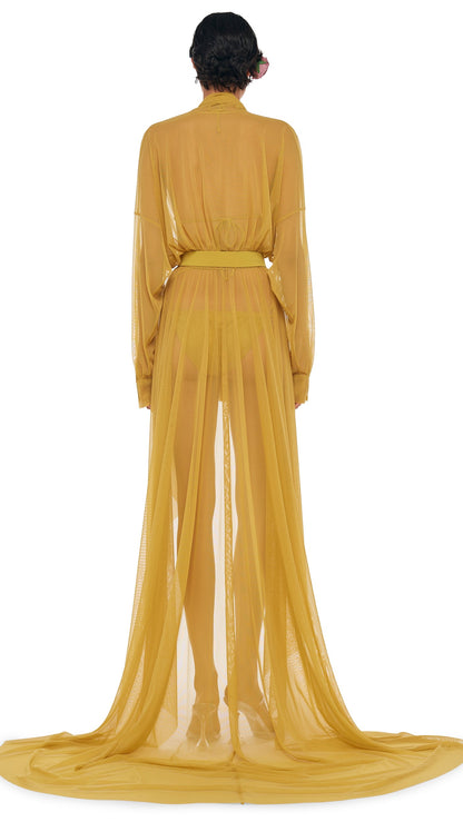 HI LOW OS BF NK SHIRT GOWN W/ BOW Asparagus | Norma Kamali Women
