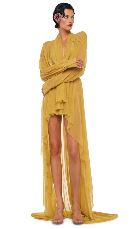 HI LOW OS BF NK SHIRT GOWN W/ BOW Asparagus | Norma Kamali Women