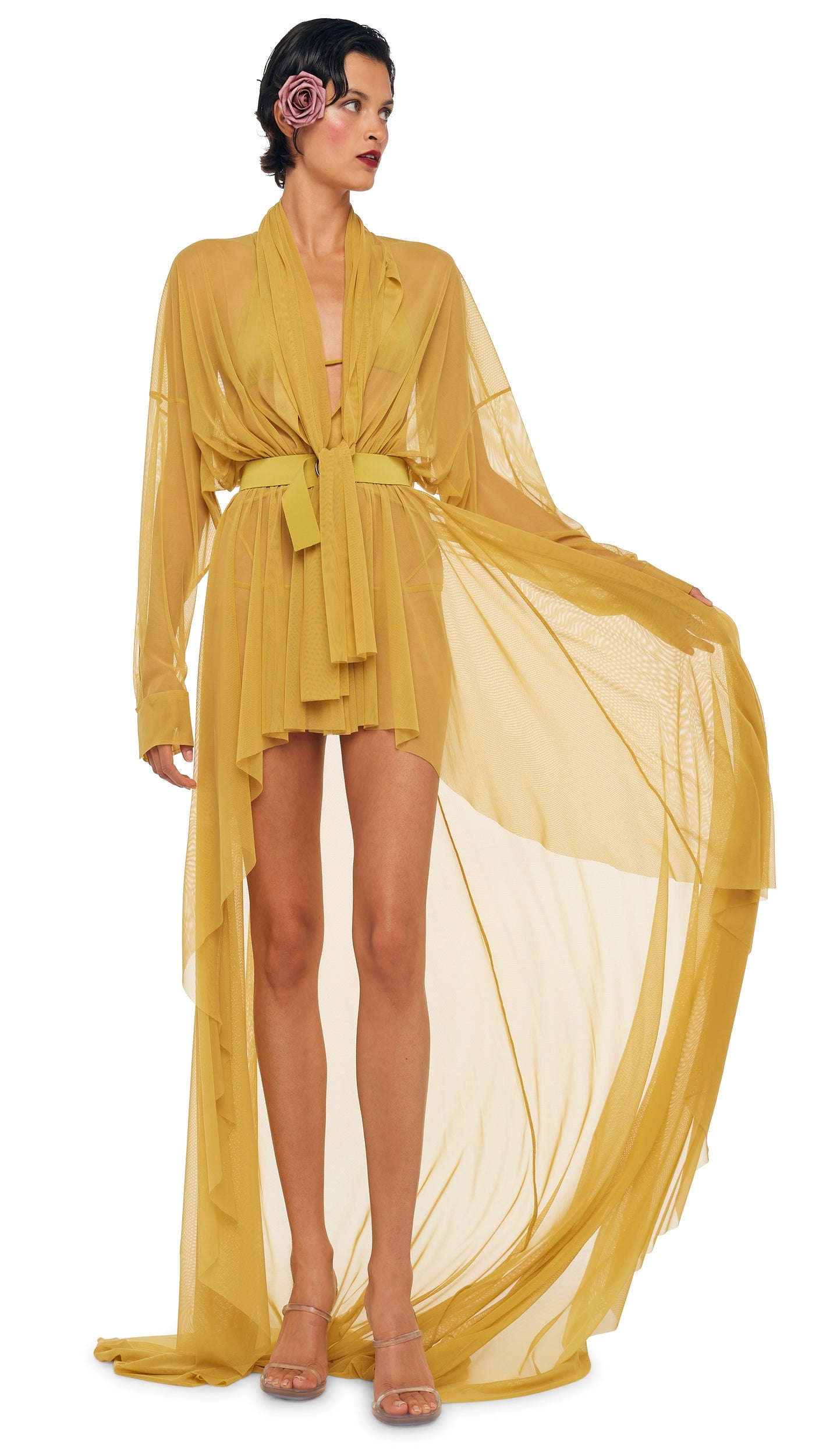 HI LOW OS BF NK SHIRT GOWN W/ BOW Asparagus | Norma Kamali Women