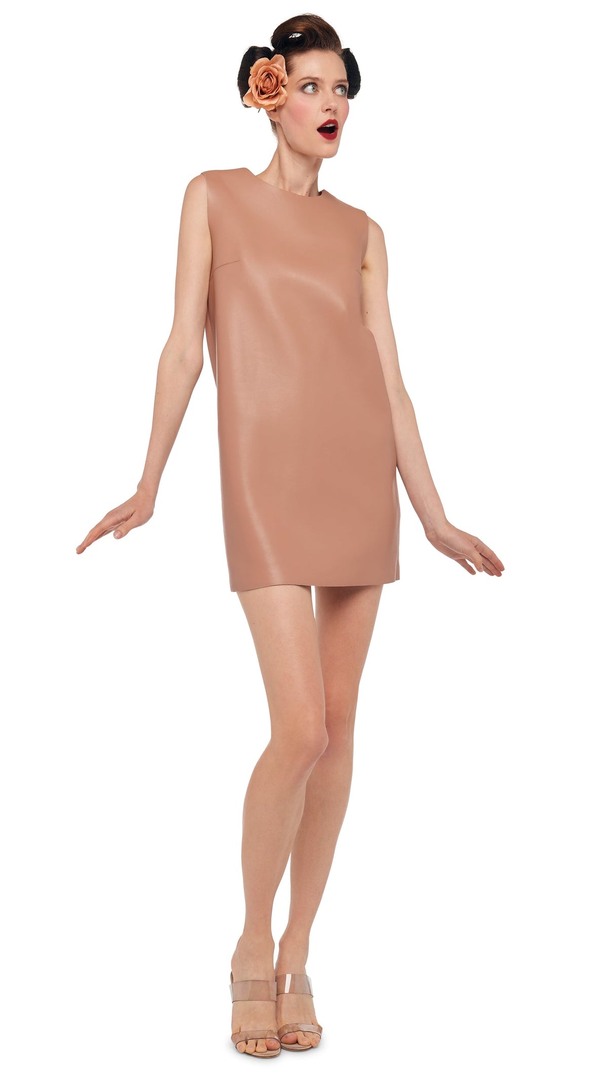 SLEEVELESS MINI DRESS Cappuccino | Norma Kamali Women