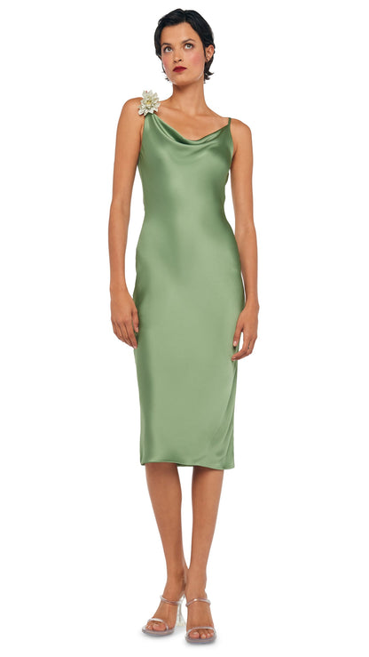 SLIP MARIA DRESS BELOW KNEE Vintage Green | Norma Kamali Women