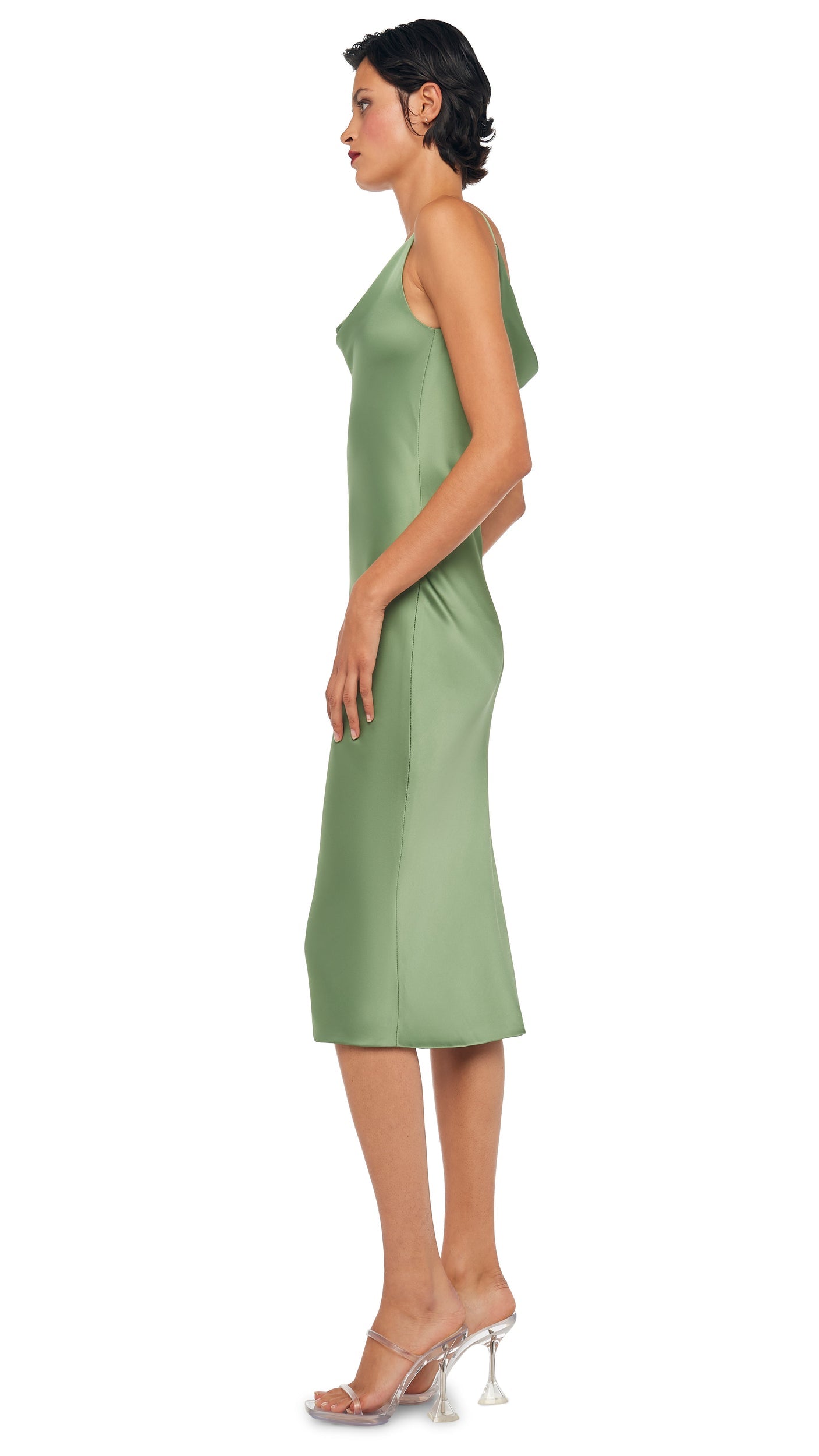 SLIP MARIA DRESS BELOW KNEE Vintage Green | Norma Kamali Women