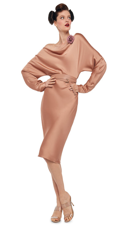 DOLMAN MARIA DRESS Cappuccino | Norma Kamali Women