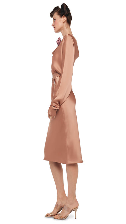 DOLMAN MARIA DRESS Cappuccino | Norma Kamali Women
