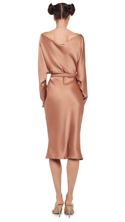 DOLMAN MARIA DRESS Cappuccino | Norma Kamali Women