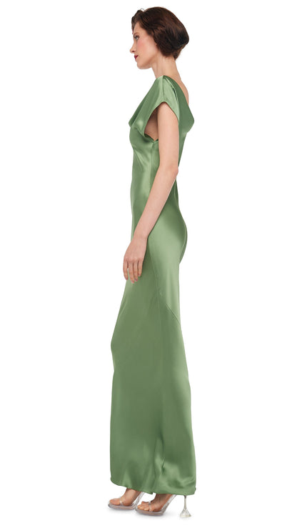 CAP SLEEVE MARIA GOWN Vintage Green | Norma Kamali Women