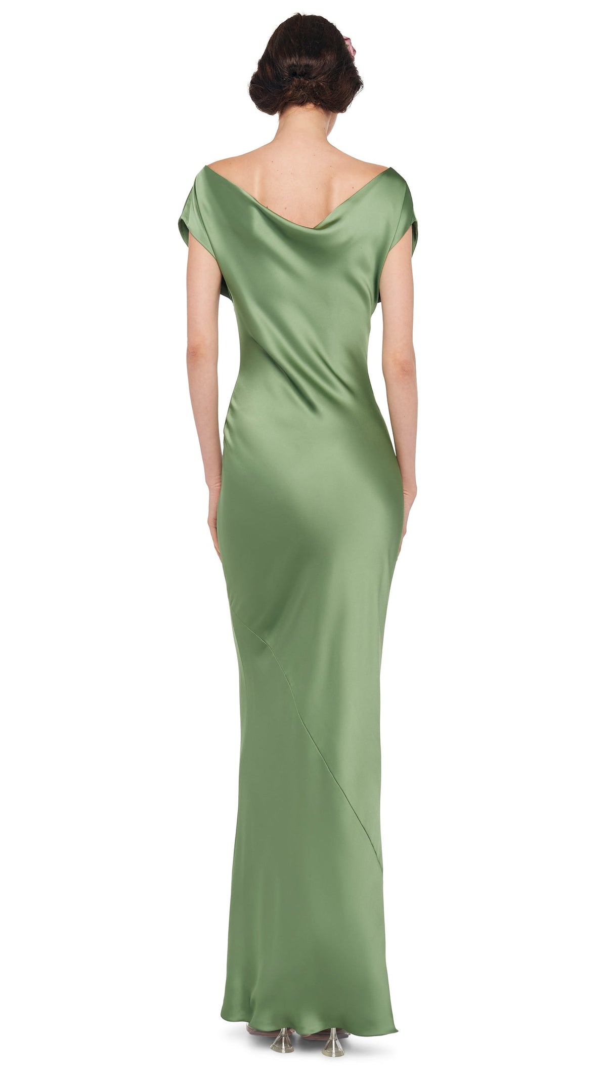 CAP SLEEVE MARIA GOWN Vintage Green | Norma Kamali Women