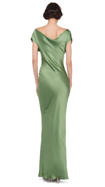 CAP SLEEVE MARIA GOWN Vintage Green | Norma Kamali Women