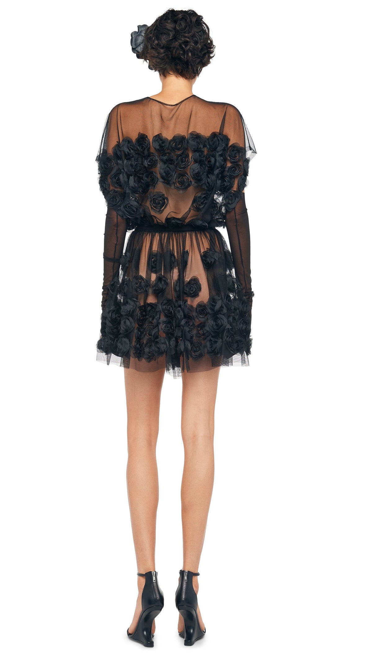 SUPER OS SLEEVELESS BF FLARED MINI DRESS Black | Norma Kamali Women
