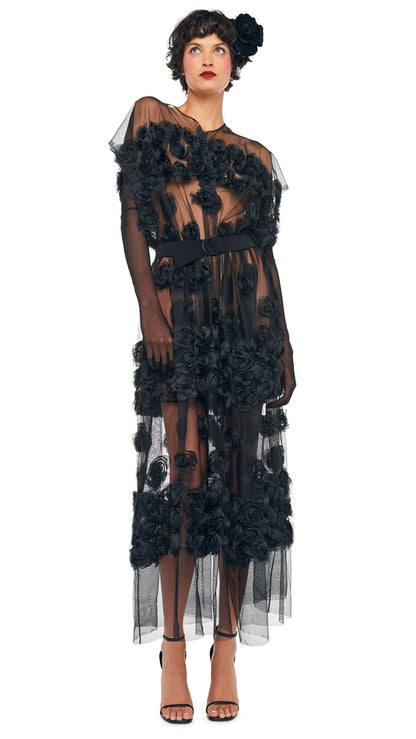 SUPER OS SLEEVELESS BF FLARED MIDCALF DRESS Black | Norma Kamali Women
