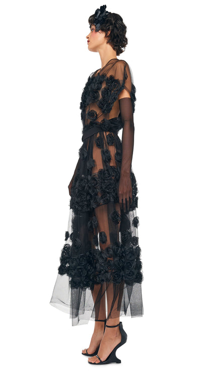 SUPER OS SLEEVELESS BF FLARED MIDCALF DRESS Black | Norma Kamali Women
