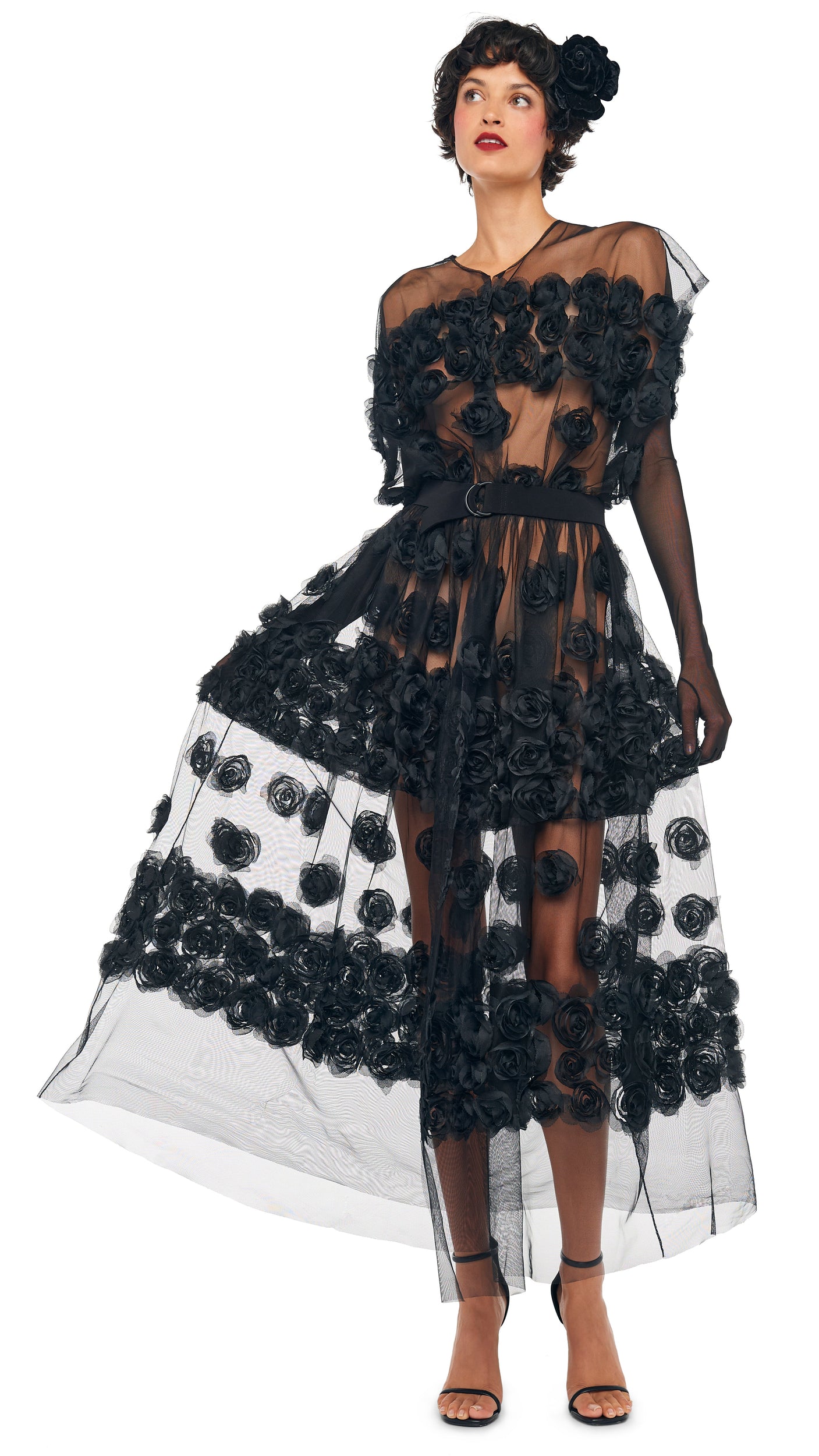 SUPER OS SLEEVELESS BF FLARED MIDCALF DRESS Black | Norma Kamali Women