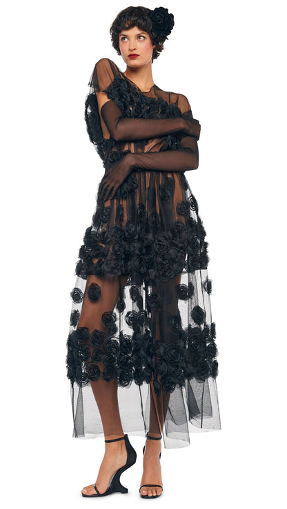 SUPER OS SLEEVELESS BF FLARED MIDCALF DRESS Black | Norma Kamali Women