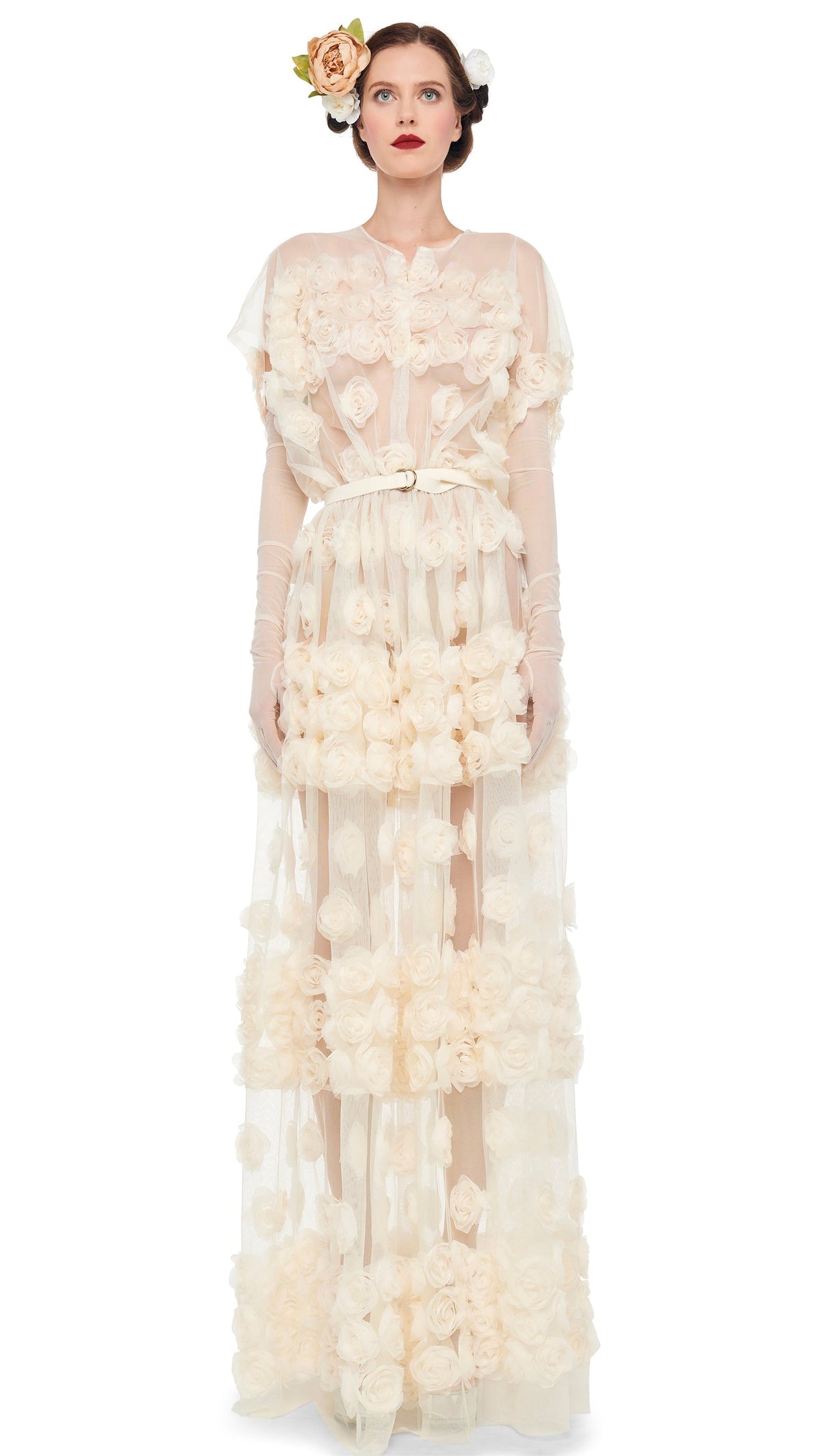 SUPER OS SLEEVELESS BF FLARED GOWN Cream | Norma Kamali Women