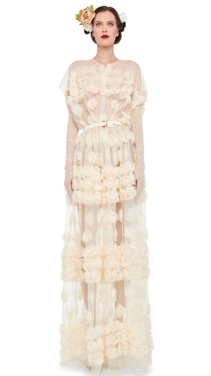 SUPER OS SLEEVELESS BF FLARED GOWN Cream | Norma Kamali Women
