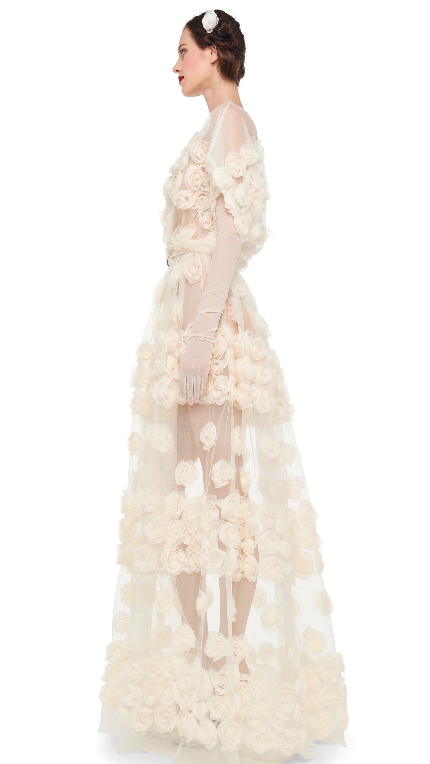 SUPER OS SLEEVELESS BF FLARED GOWN Cream | Norma Kamali Women