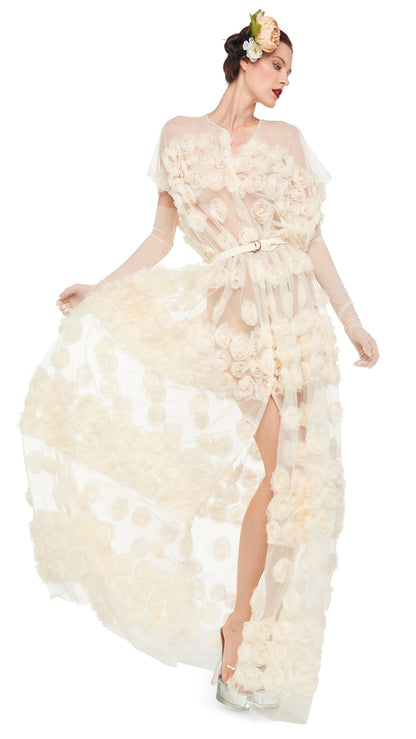 SUPER OS SLEEVELESS BF FLARED GOWN Cream | Norma Kamali Women