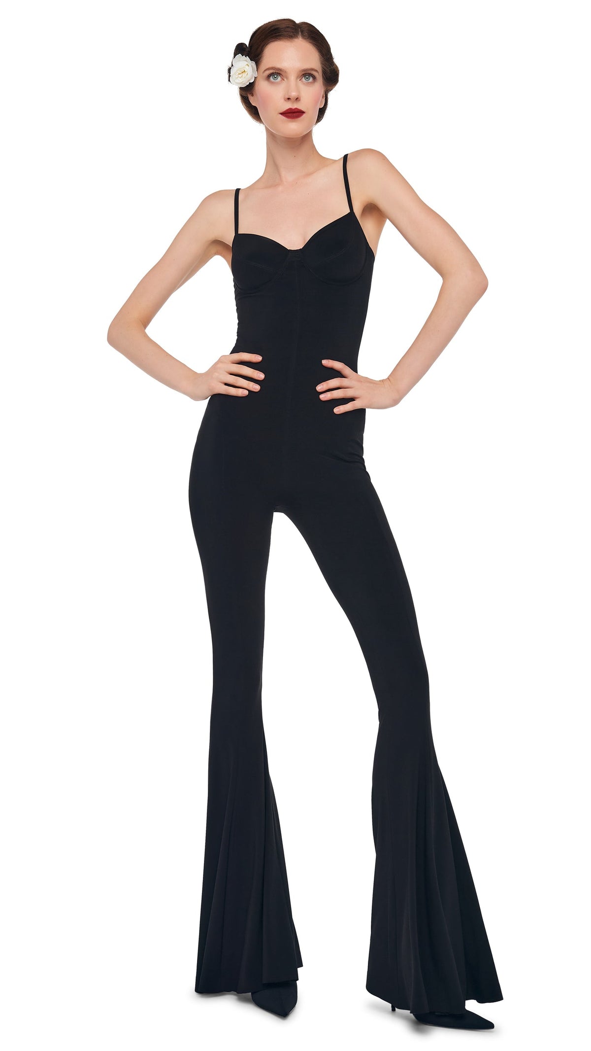 UNDERWIRE FISHTAIL JUMPSUIT Black | Norma Kamali Women