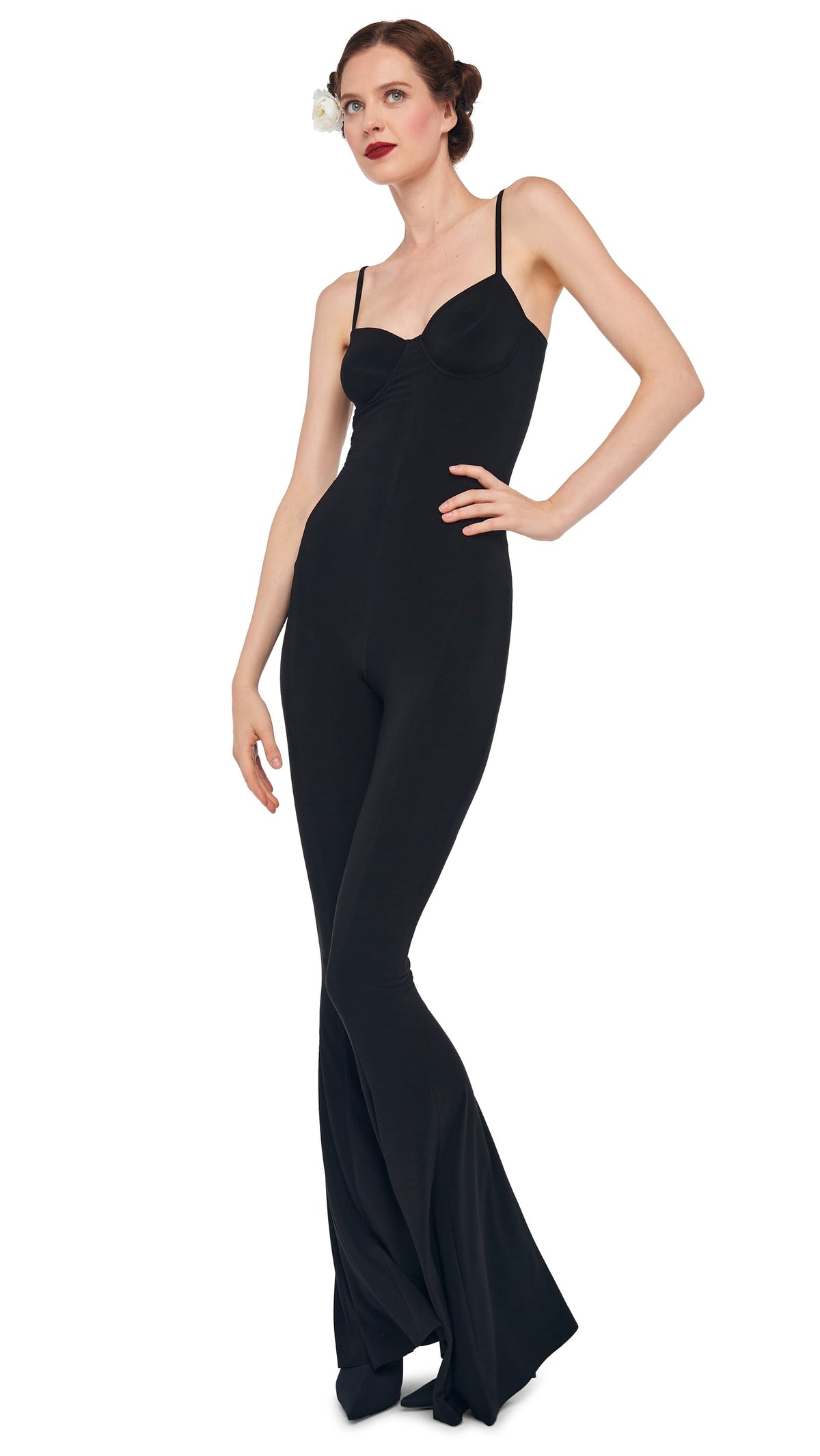 UNDERWIRE FISHTAIL JUMPSUIT Black | Norma Kamali Women