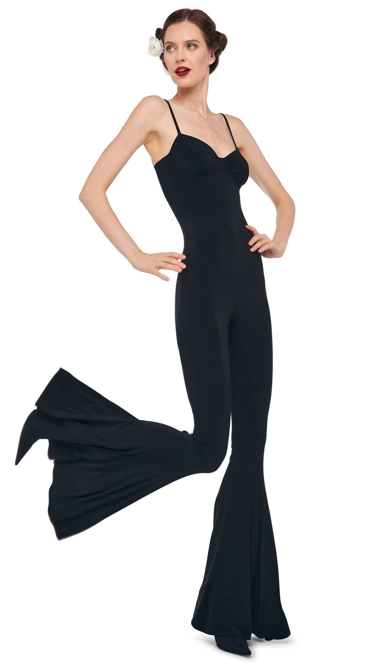 UNDERWIRE FISHTAIL JUMPSUIT Black | Norma Kamali Women