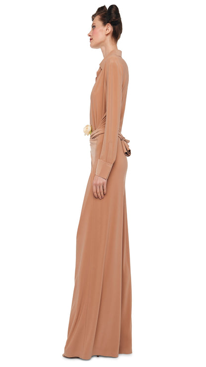 FOUR SLEEVE NK SHIRT JUMPSUIT Cappuccino | Norma Kamali Women