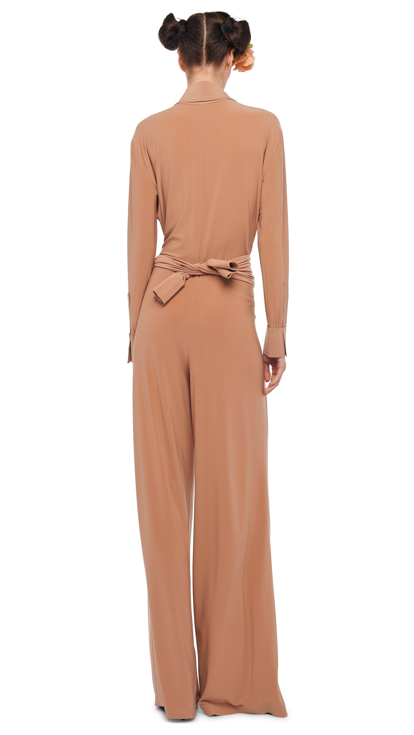 FOUR SLEEVE NK SHIRT JUMPSUIT Cappuccino | Norma Kamali Women