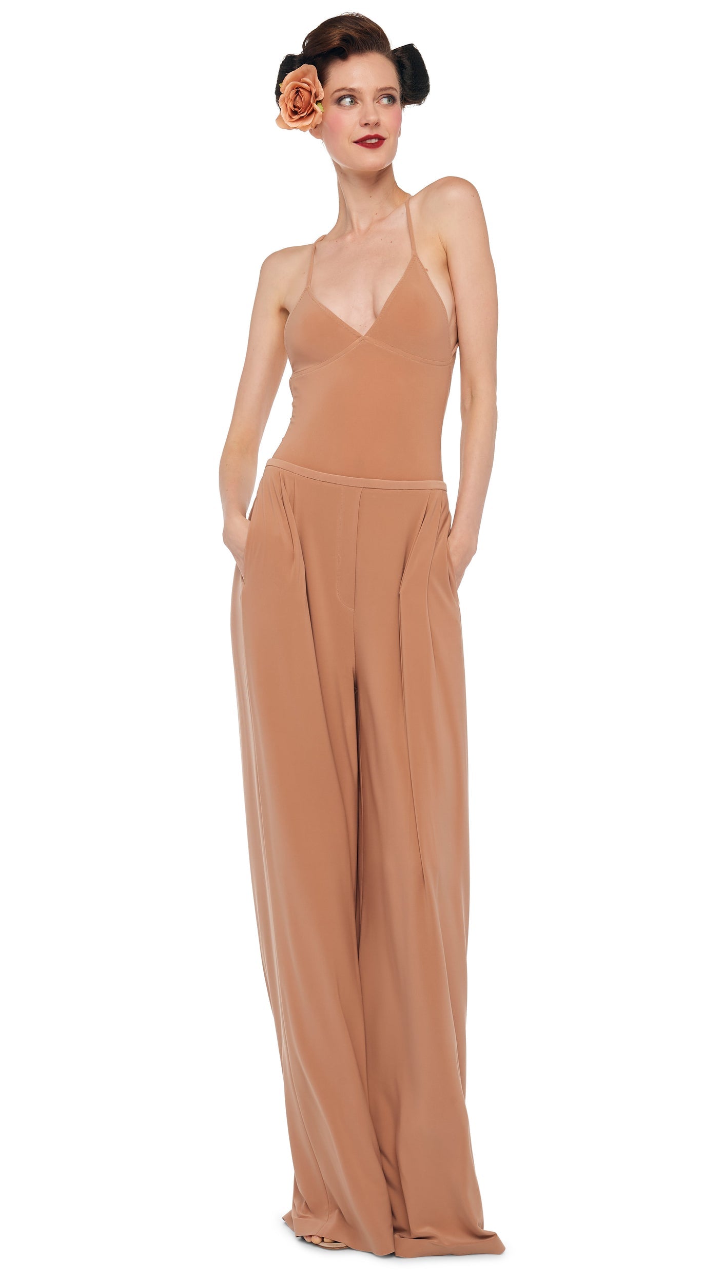 MENS PLEAT PANT Cappuccino | Norma Kamali Women