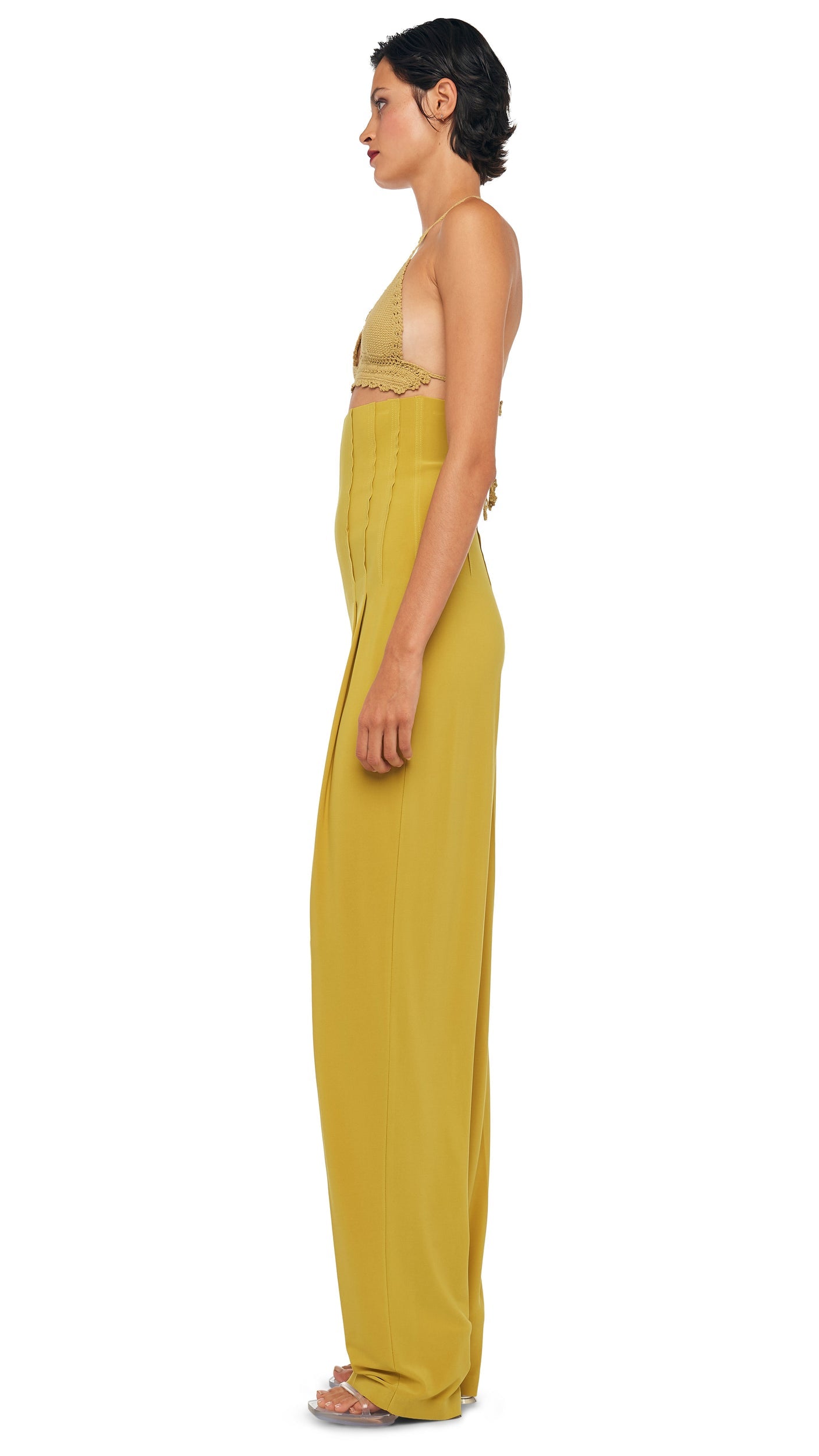 HIGH WAIST TAILORED PLEAT PANT Asparagus | Norma Kamali Women