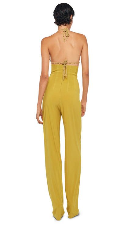 HIGH WAIST TAILORED PLEAT PANT Asparagus | Norma Kamali Women
