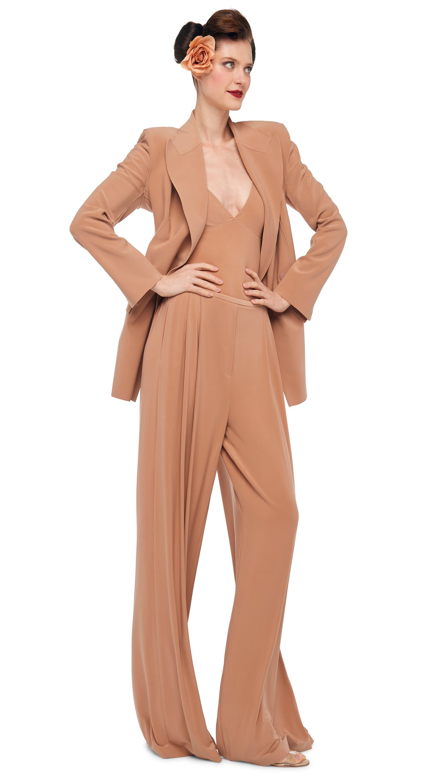 CLASSIC DOUBLE BREASTED JACKET Cappuccino | Norma Kamali Women