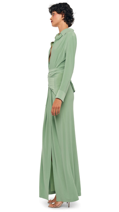 FOUR SLEEVE NK SHIRT LONG DRESS Vintage Green | Norma Kamali Women