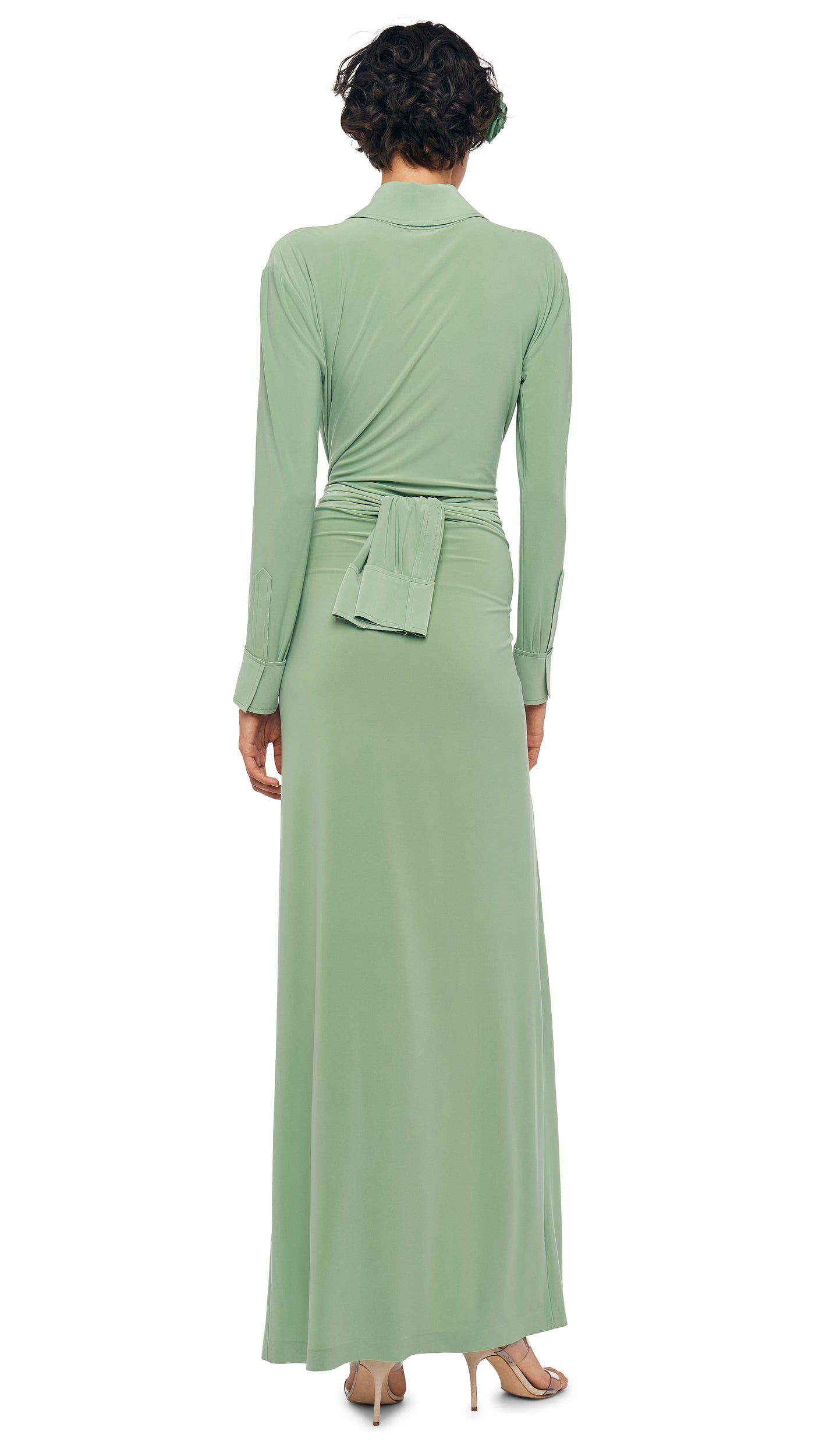 FOUR SLEEVE NK SHIRT LONG DRESS Vintage Green | Norma Kamali Women