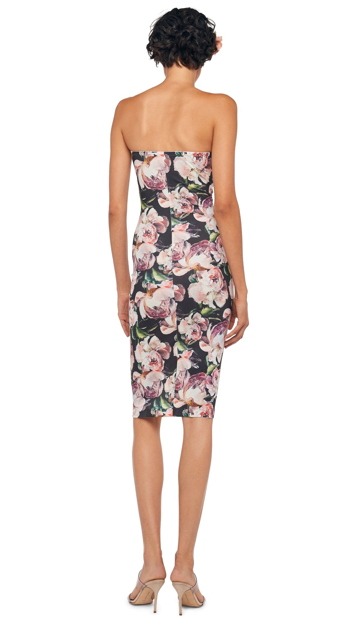 STRAPLESS SHIRRED FRONT DRESS Peony | Norma Kamali Women