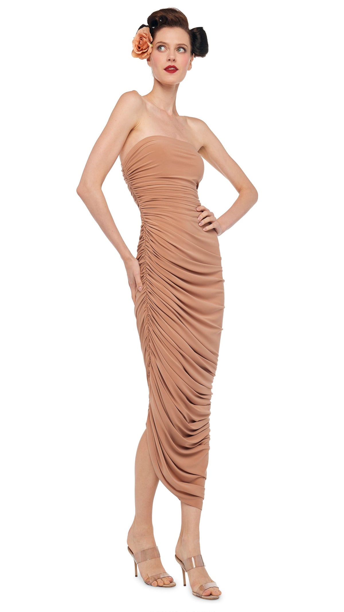 STRAPLESS DIANA GOWN Cappuccino | Norma Kamali Women