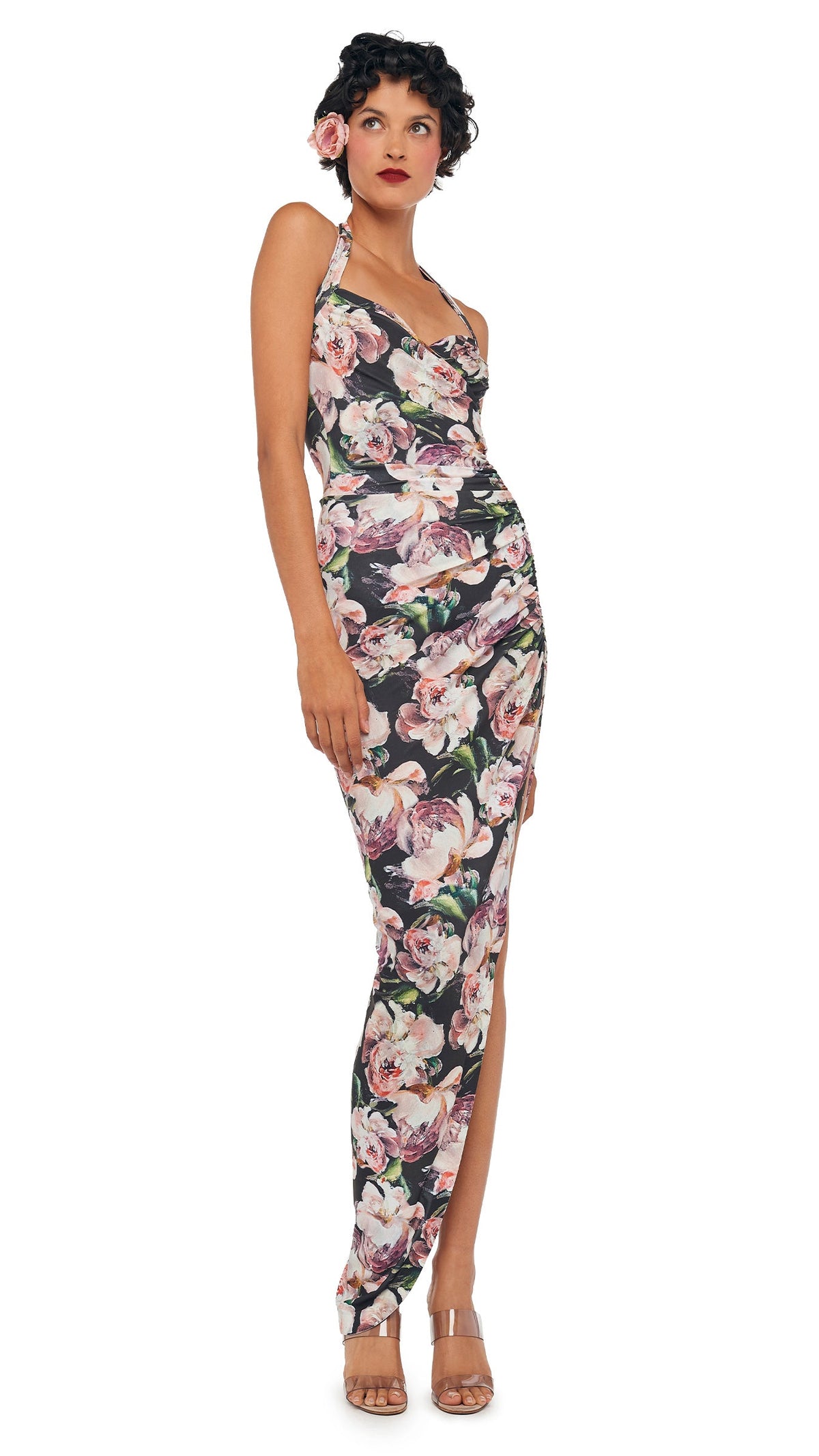 CAYLA SIDE DRAPE GOWN Peony | Norma Kamali Women