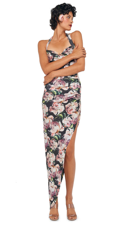 CAYLA SIDE DRAPE GOWN Peony | Norma Kamali Women
