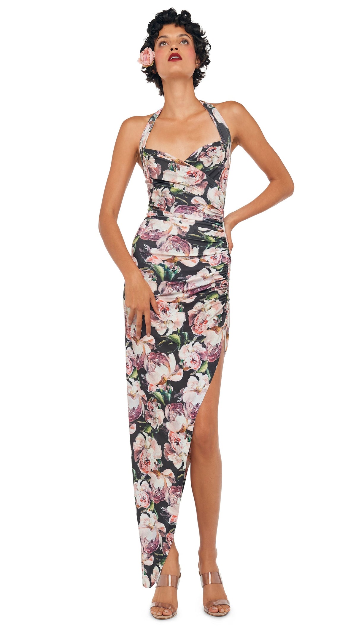 CAYLA SIDE DRAPE GOWN Peony | Norma Kamali Women