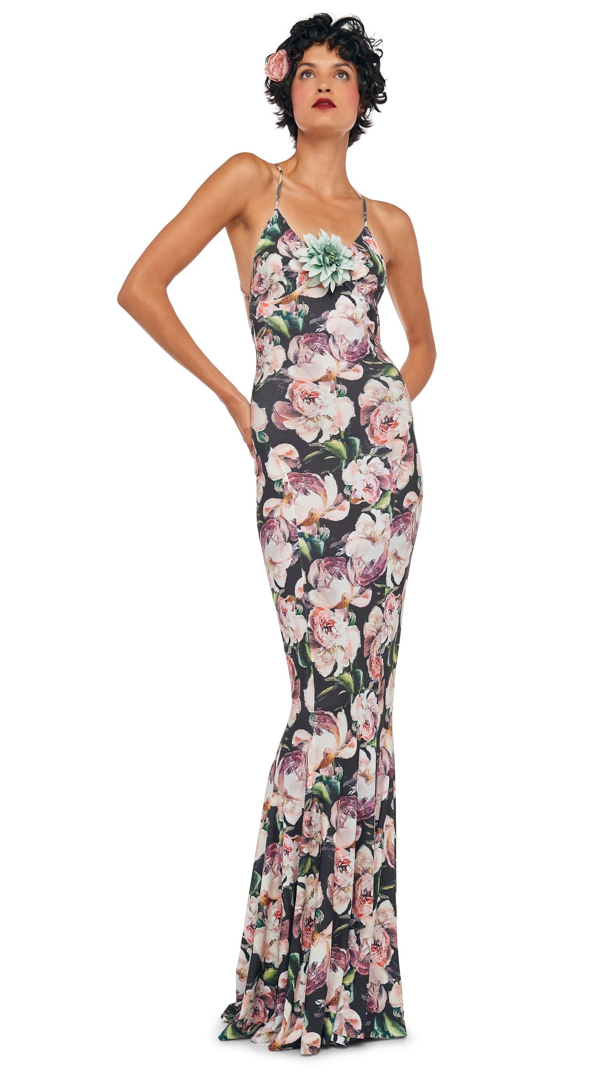LOW BACK SLIP FISHTAIL GOWN Peony | Norma Kamali Women