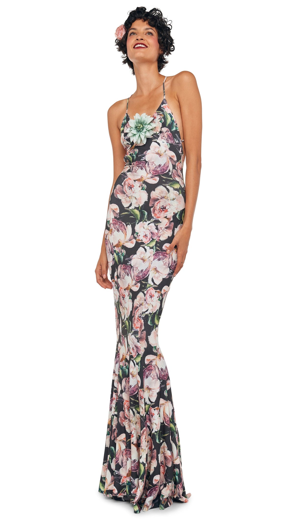 LOW BACK SLIP FISHTAIL GOWN Peony | Norma Kamali Women