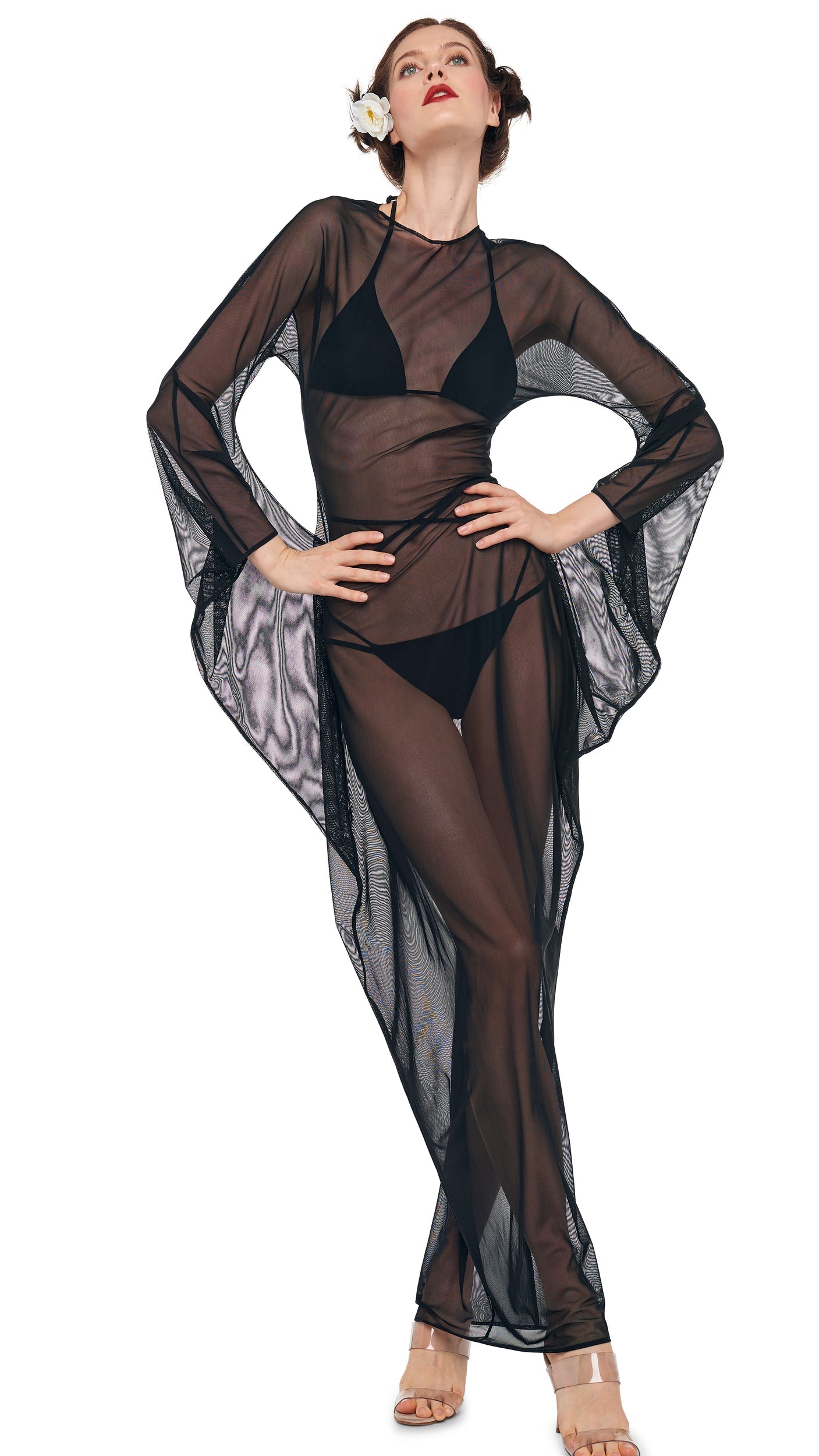 MODERN SCULPTURE GOWN Black Mesh | Norma Kamali Women