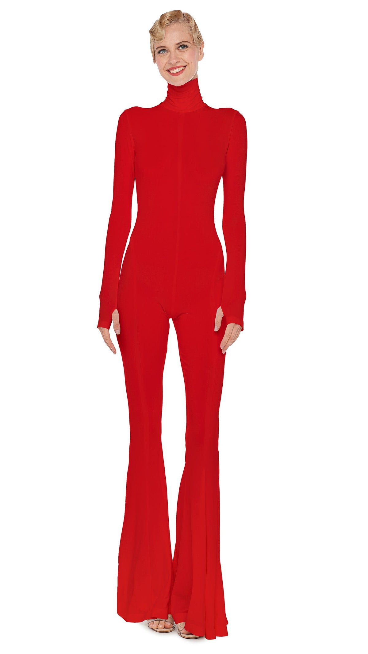 TURTLENECK FISHTAIL JUMPSUIT Tiger Red | Norma Kamali Women