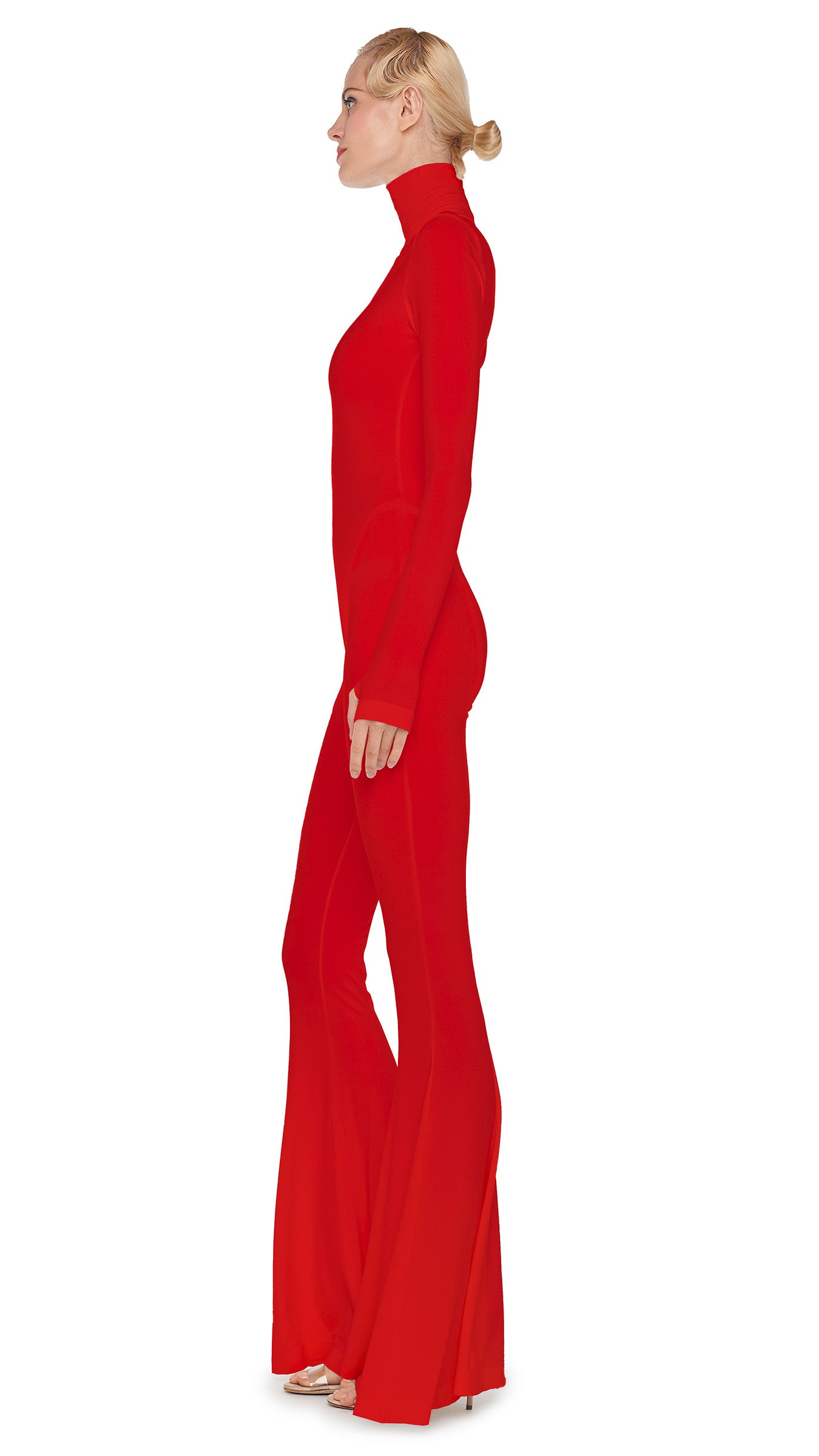 TURTLENECK FISHTAIL JUMPSUIT Tiger Red | Norma Kamali Women