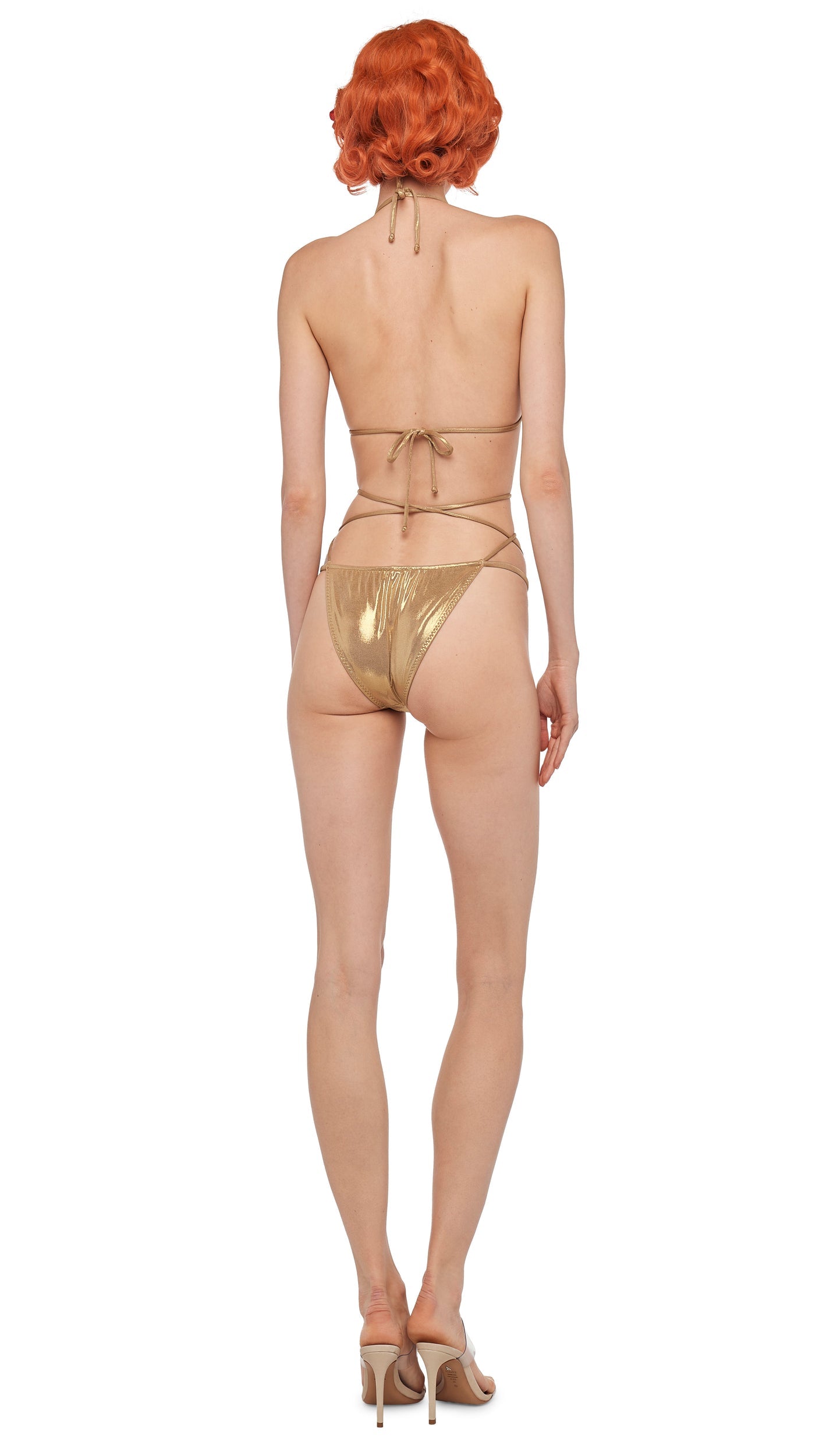 CRISS CROSS BRA / BOTTOM Gold | Norma Kamali Women