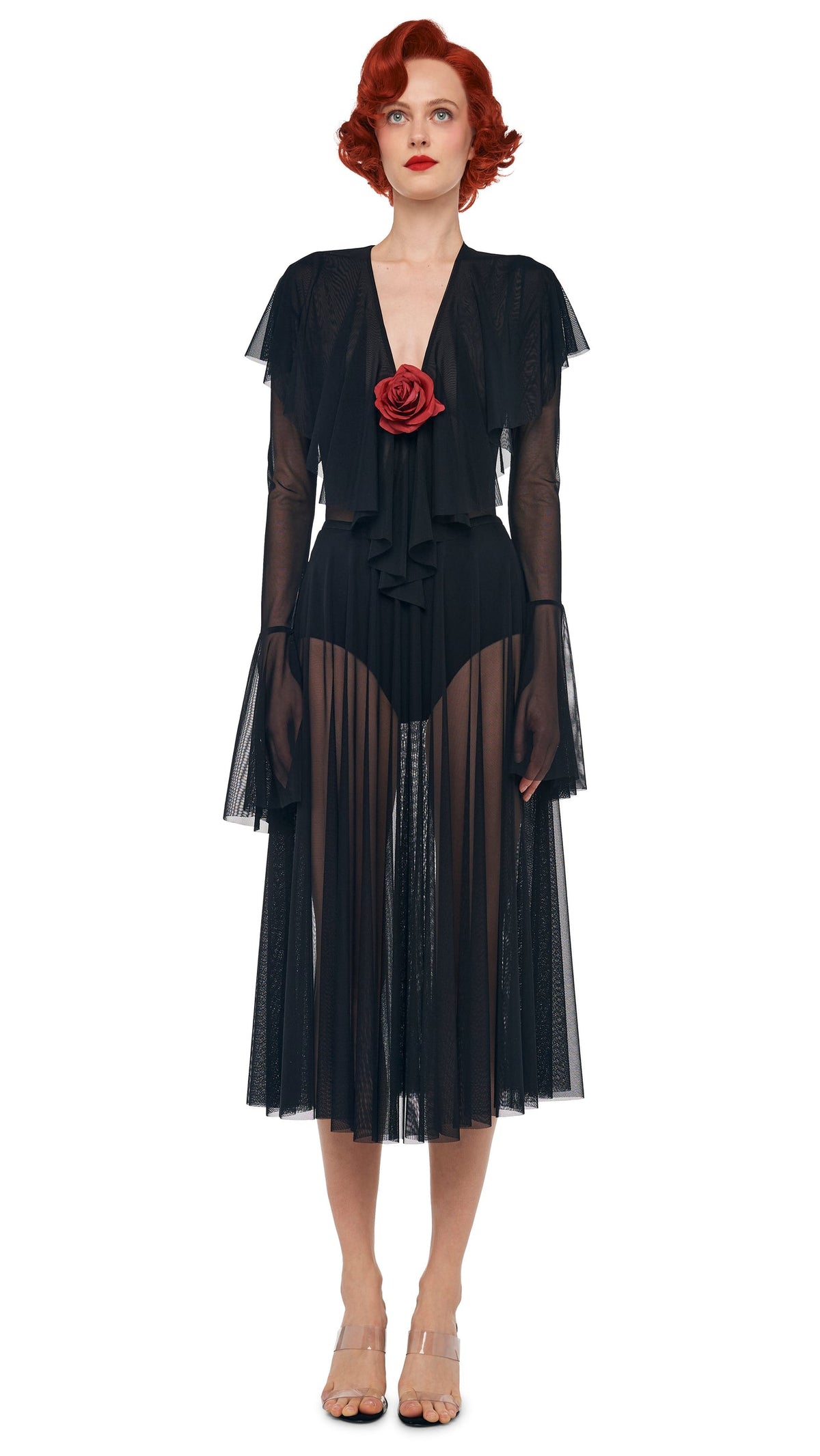 FLARED SKIRT TO MIDCALF W/ PANTY Black | Norma Kamali Women