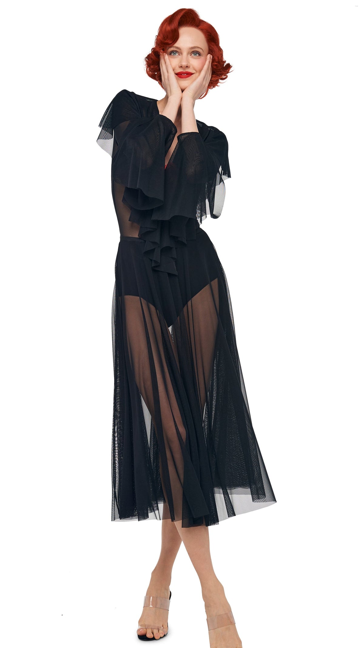 FLARED SKIRT TO MIDCALF W/ PANTY Black | Norma Kamali Women