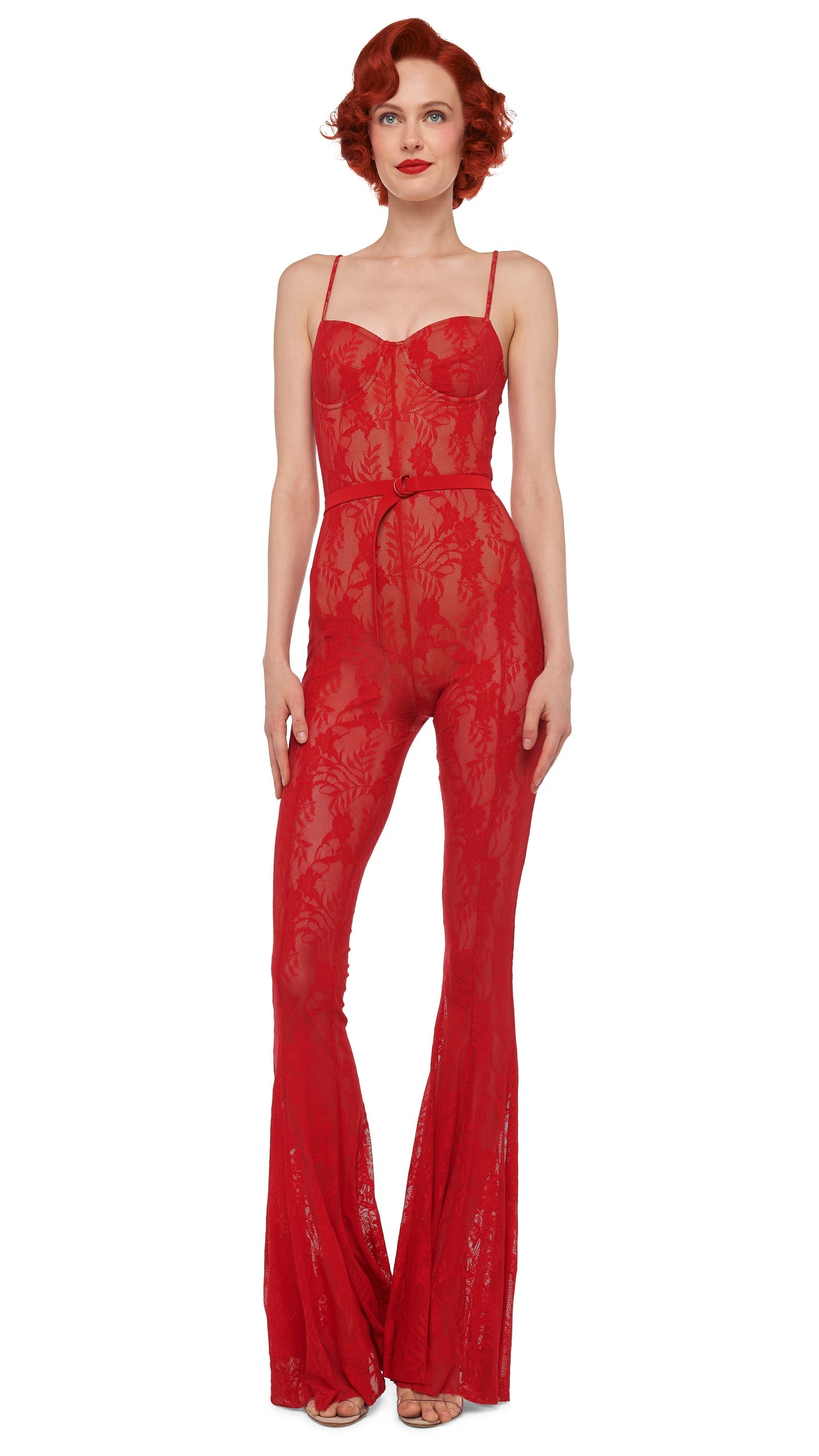 UNDERWIRE FISHTAIL JUMPSUIT W/ BODYSUIT Tiger Red | Norma Kamali Women