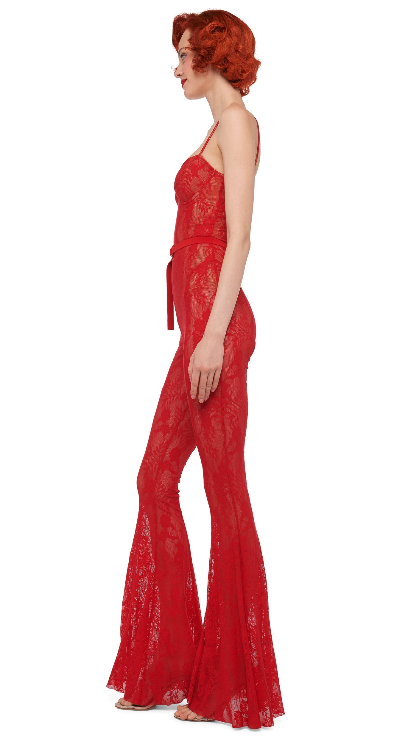UNDERWIRE FISHTAIL JUMPSUIT W/ BODYSUIT Tiger Red | Norma Kamali Women