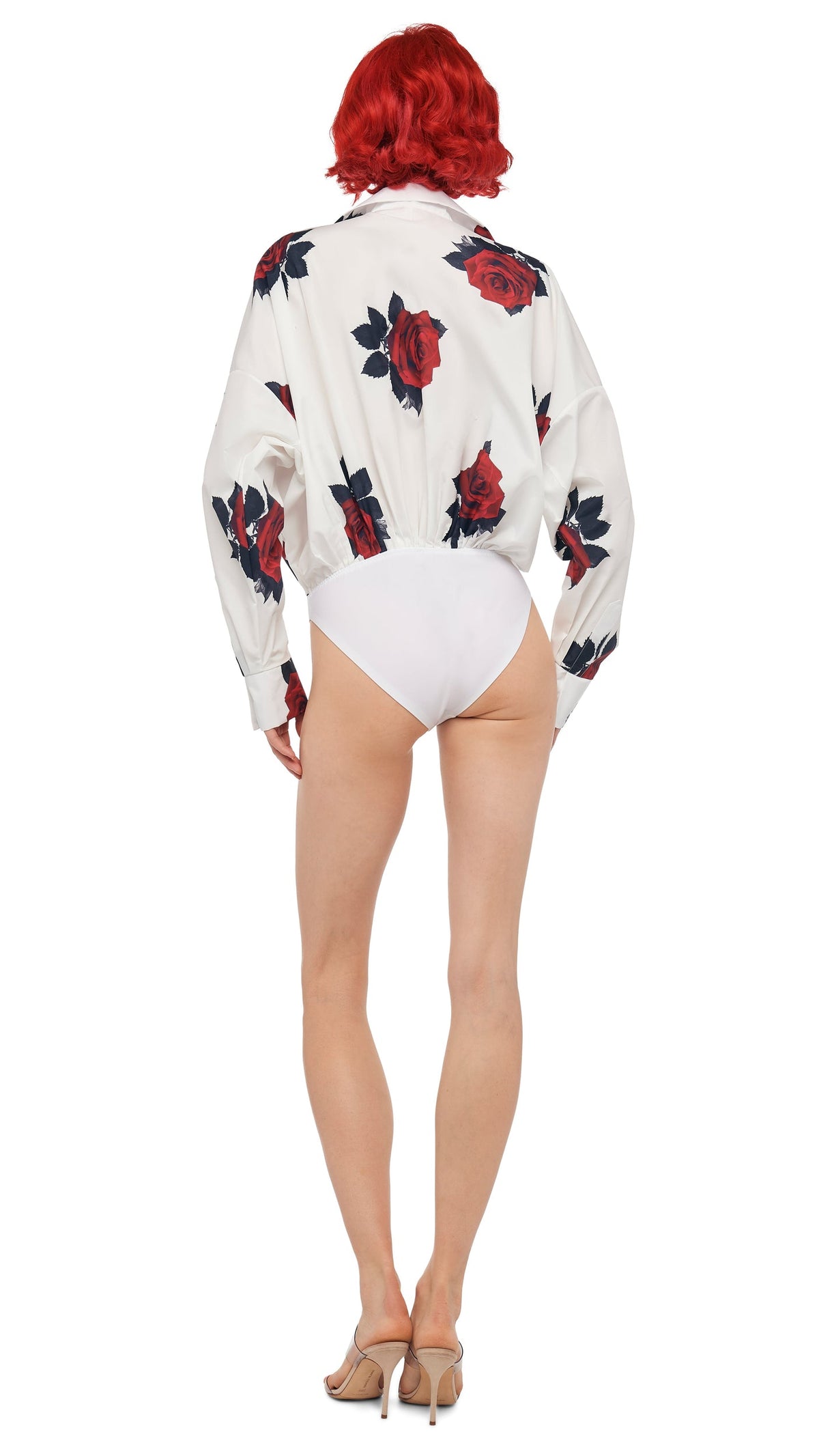 SUPER OS BF NK SHIRT BODYSUIT Rose Print | Norma Kamali Women