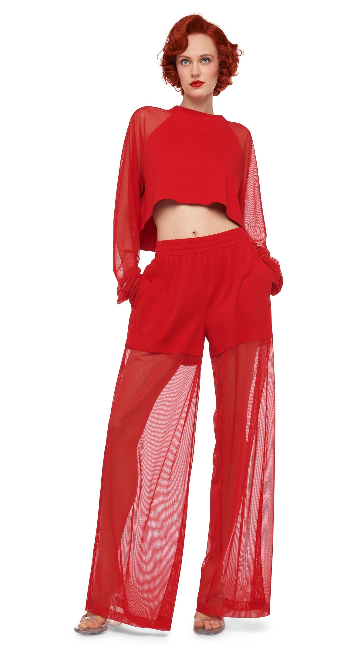 BF ELEPHANT SWEATPANT W/ MESH Tiger Red | Norma Kamali Women